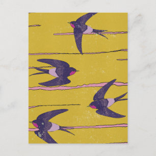 Carte Postale Oiseaux hirondelles