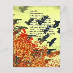 Carte Postale Oiseaux Il te couvrira de ses plumes,