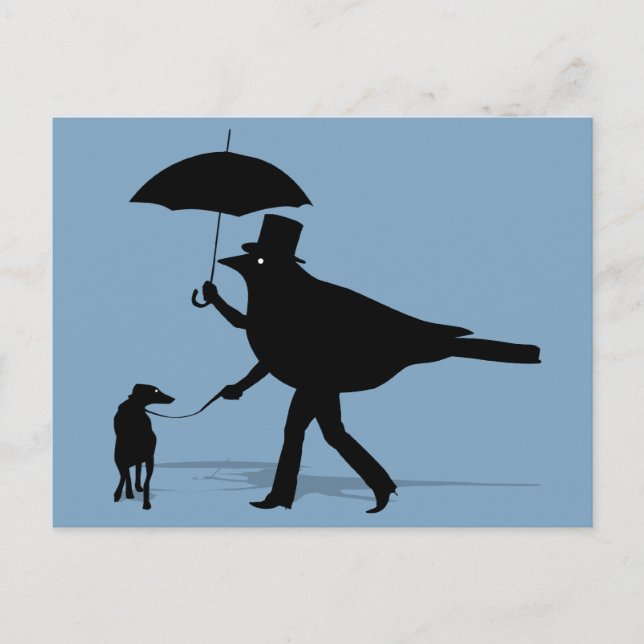 Carte Postale Oiseaux marcher sur un chien (Devant)