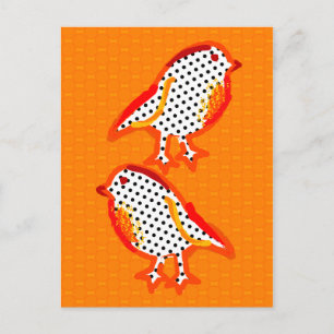 Carte postale "Oiseaux oranges"