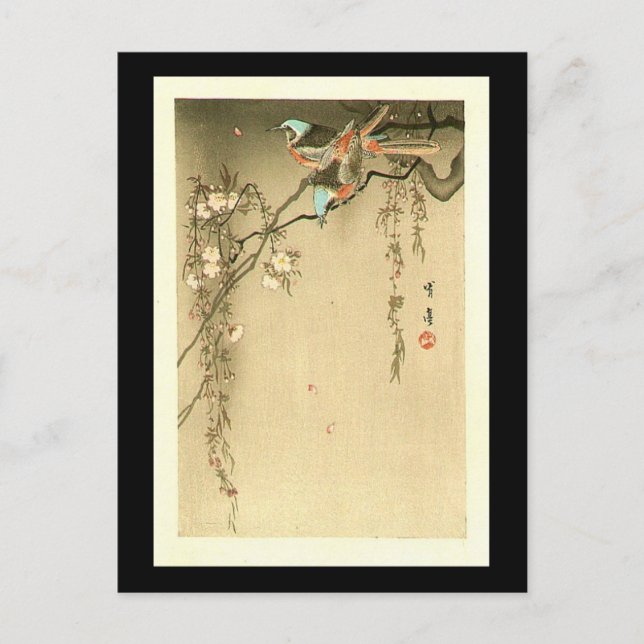 Carte Postale Oiseaux sur cerisier par Seitei Watanabe 1851-1918 (Devant)