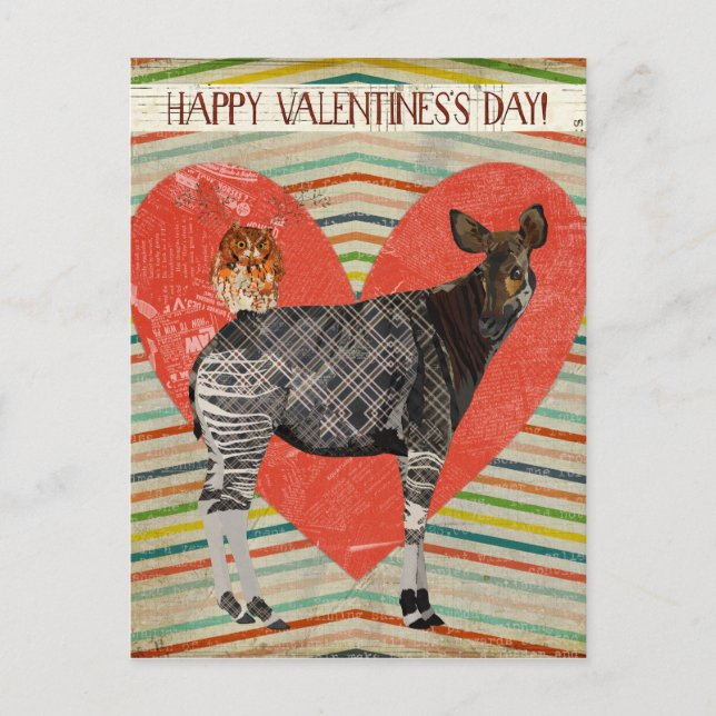 Carte Postale OKAPI & OWL VALENTINE (Devant)