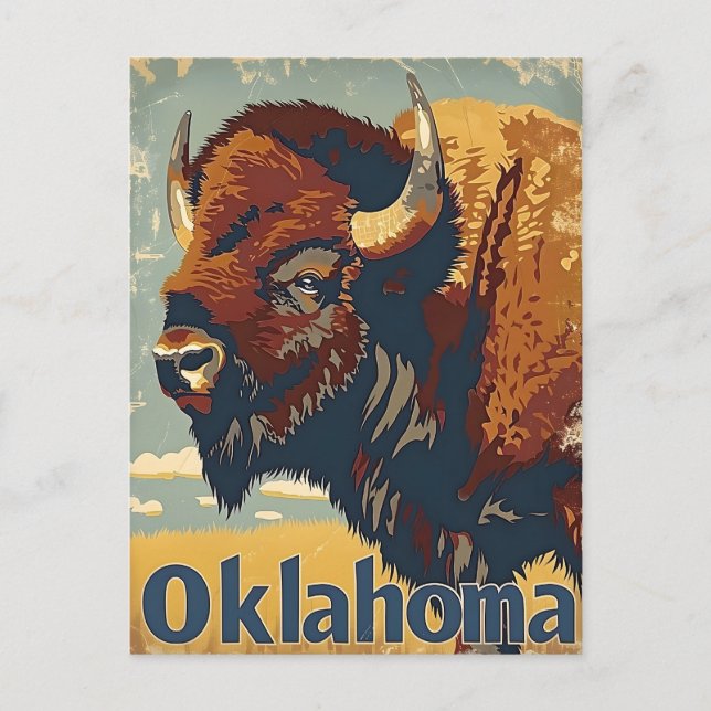 Carte Postale Oklahoma Bison Vintage (Devant)
