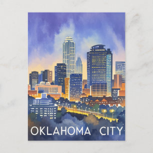 Carte Postale Oklahoma City couleur de l'eau skyline