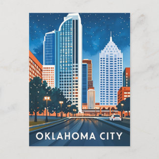 Carte Postale Oklahoma City couleur de l'eau skyline