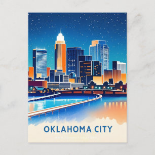 Carte Postale Oklahoma City couleur de l'eau skyline