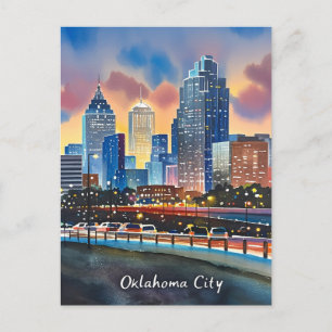 Carte Postale Oklahoma City couleur de l'eau skyline