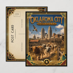 Carte Postale Oklahoma City Oklahoma Art Déco vintage de l'âge d