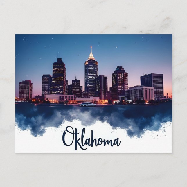 Carte Postale Oklahoma City Skyline la nuit | Ville moderne (Devant)
