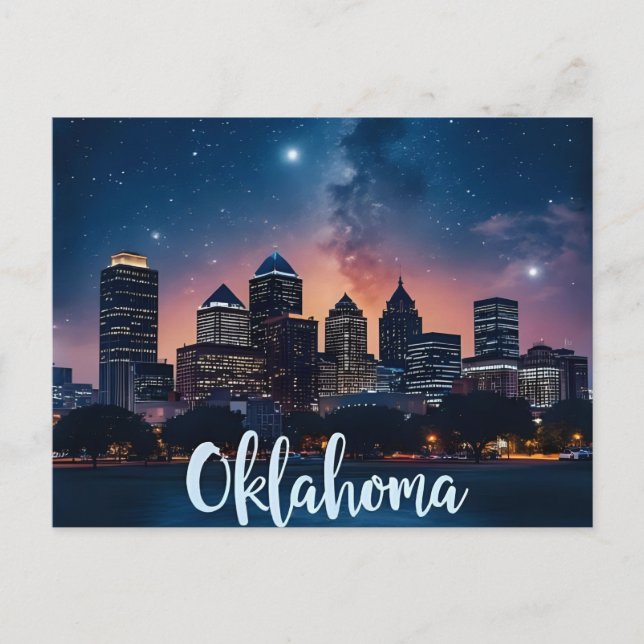 Carte Postale Oklahoma City Skyline la nuit | Ville moderne (Devant)