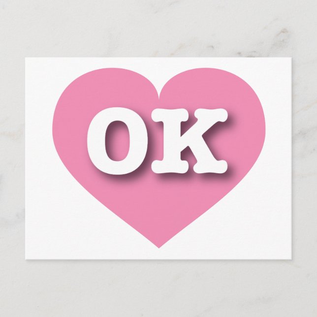 Carte Postale Oklahoma Coeur rose - I love OK (Devant)