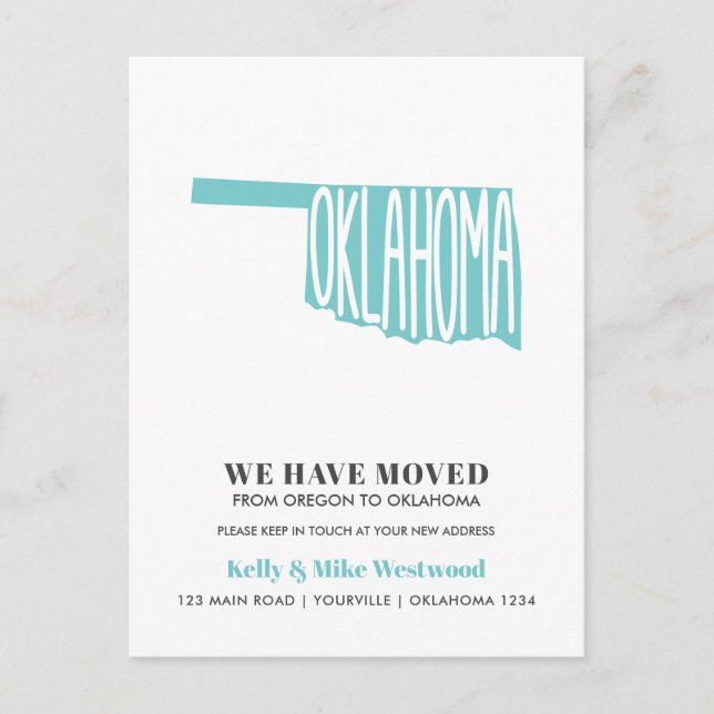 Carte Postale OKLAHOMA Nous avons déplacé Nouvelle adresse Nouve (Devant)