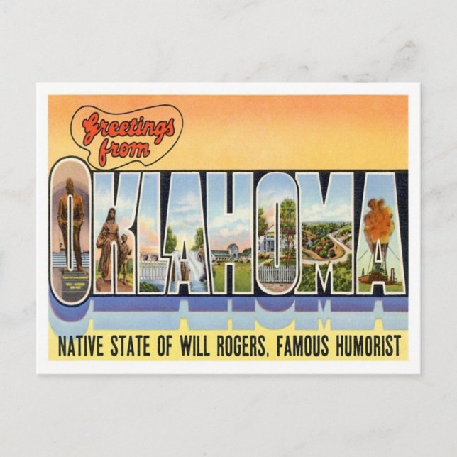 Carte Postale Oklahoma Salutations des États-Unis (Devant)