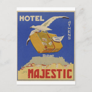 Carte Postale Old Advert Athens Greece Hotel Majestic
