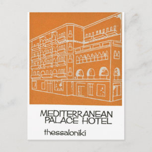 Carte Postale Old Advert Thessaloniki Hôtel méditerranéen Grèce