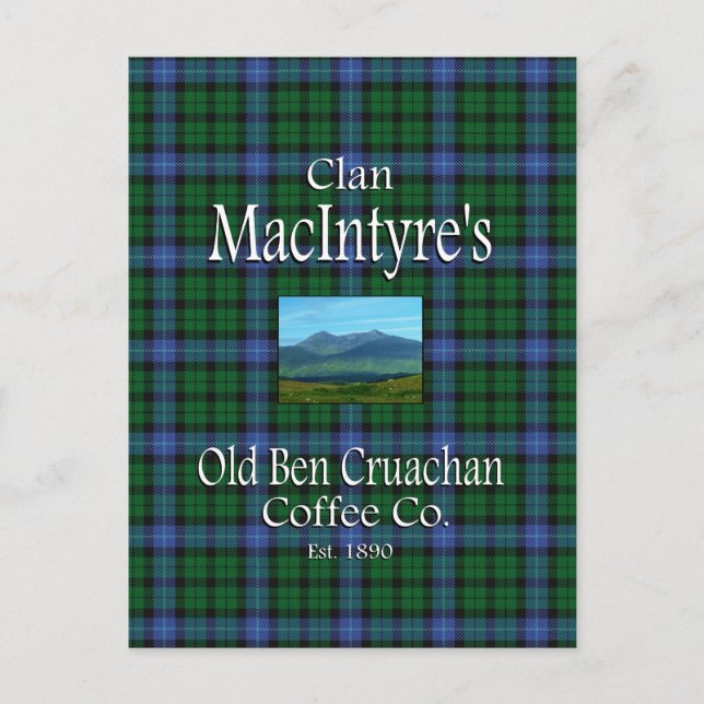Carte Postale Old Ben Cruachan Coffee Co de Clan MacIntyre. (Devant)