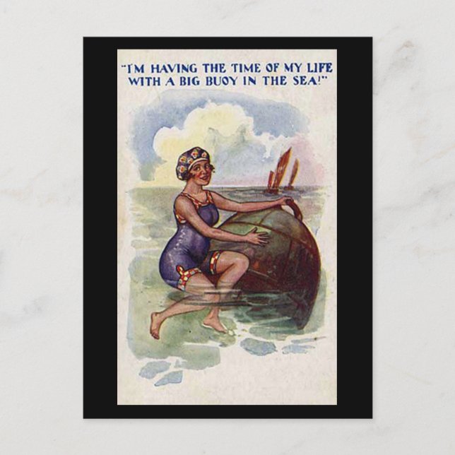 Carte Postale Old Comic Postcard - Amusant avec une grande Buoy (Devant)