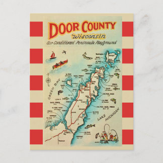 Carte Postale Old Door County Map Postcard
