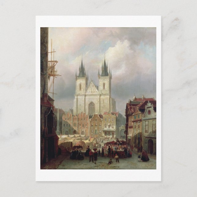 Carte Postale Old Market Place at Prague, 1881 (Devant)