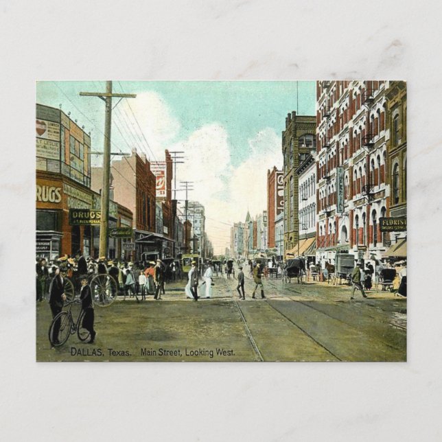 Carte Postale Old Postcard - Main Street, Dallas, Texas (Devant)