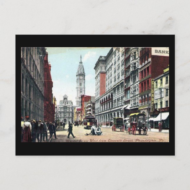 Carte Postale Old Postcard, Market St, Philadelphie, en 1909 (Devant)