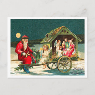 Carte Postale Old Santa Claus with Jesus family, religious
