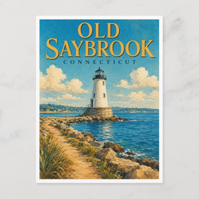 Carte Postale Old Saybrook Connecticut Phare GeoSaga (Devant)