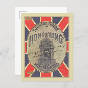 Carte Postale Old Tourist Guide to Hong Kong avec Union Jack V2