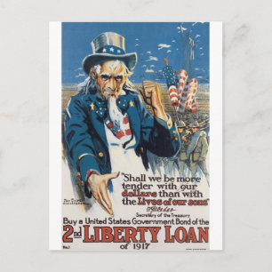 Carte Postale Old "Uncle Sam" U.S. War Poster circa 1917