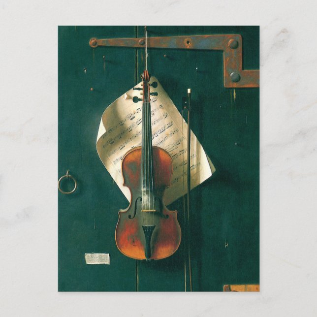 Carte Postale Old Violon Still Life par William Michael Harnett (Devant)