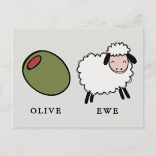 Carte Postale Olive Ewe Love Puns