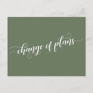 Carte Postale Olive Green Changement de plans Reporté Mariage