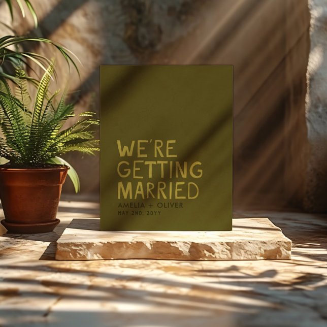 Carte Postale Olive Green Modern - Audacieuse Typographie manusc (Créateur téléchargé)