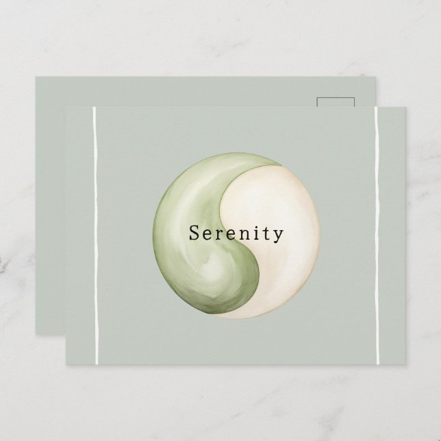 Carte Postale Olive Green Yin Yang Meditation Personalized  (Devant / Derrière)