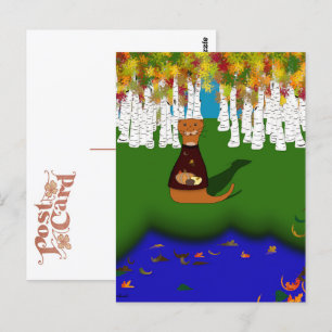 Carte Postale Oliver la loutre au lac River Wolf en automne