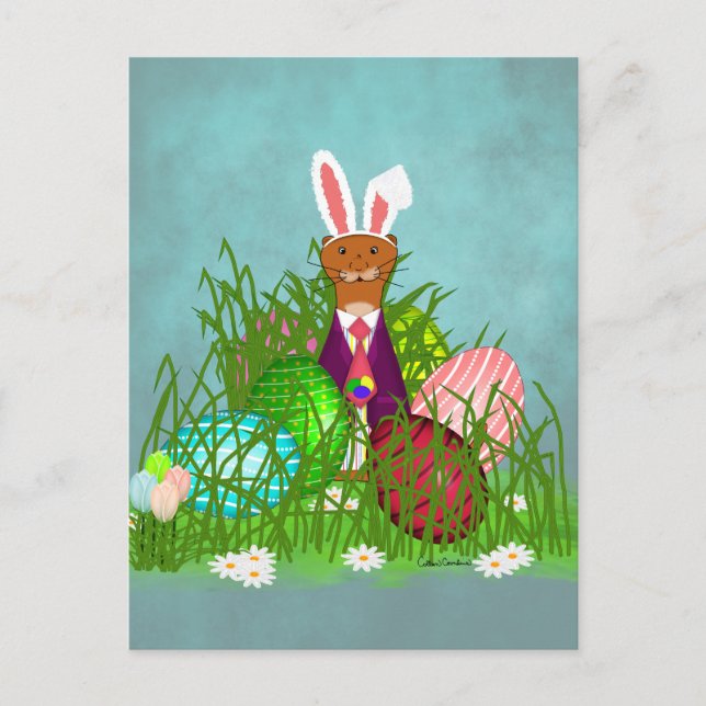 Carte Postale Oliver Le Otter et le grand oeuf de Pâques (Devant)