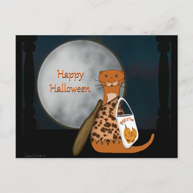 Carte Postale Oliver Le Otter Posant Dans Son Costume Halloween (Devant)