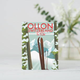 Carte Postale Ollon Suisse Ski 