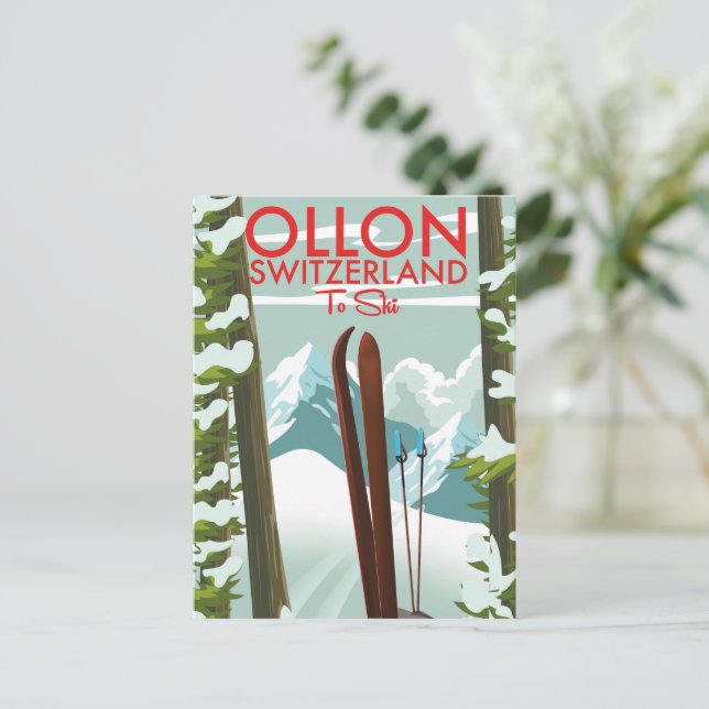 Carte Postale Ollon Suisse Ski  (Debout devant)