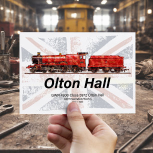Carte Postale Olton Hall Train à vapeur Vintage Anglais Locomoti