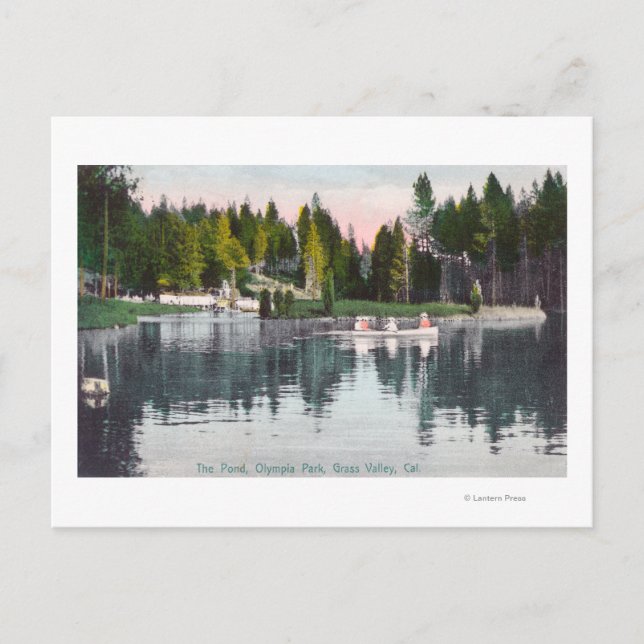 Carte Postale Olympia Park Vue sur l'étang, Rowboat (Devant)