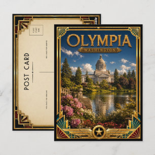 Carte Postale Olympia Washington Art Déco vintage Âge d'or