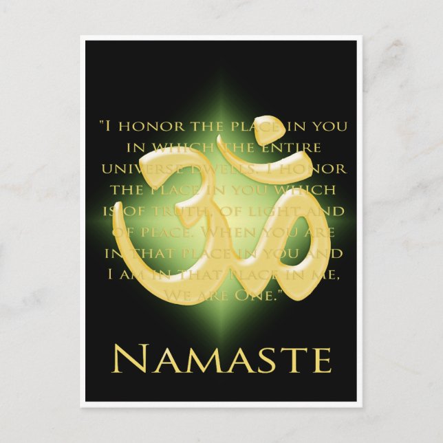 Carte Postale Om en noir et or - Namaste (Devant)