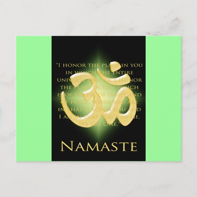 Carte Postale Om en noir et or - Namaste (Devant)