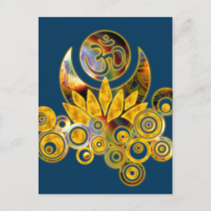 Carte Postale Om Lotus bleu foncé