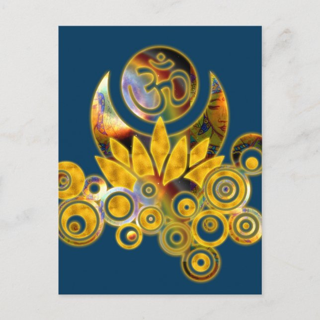 Carte Postale Om Lotus | bleu foncé (Devant)