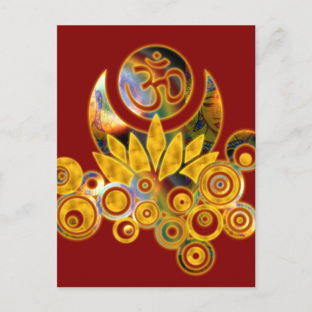 Carte Postale Om Lotus | rouge foncé (Devant)