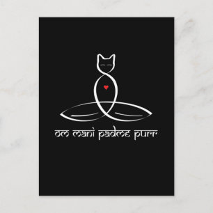 Carte Postale Om Mani Padme Purr - texte de style sanskrit.