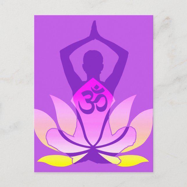 Carte Postale OM Namaste dynamique Spirituel Lotus Fleur Yoga (Devant)