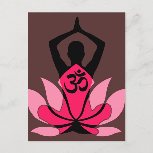 Carte Postale OM Namaste Spirituelle Lotus Fleur Yoga en Ombre (Devant)